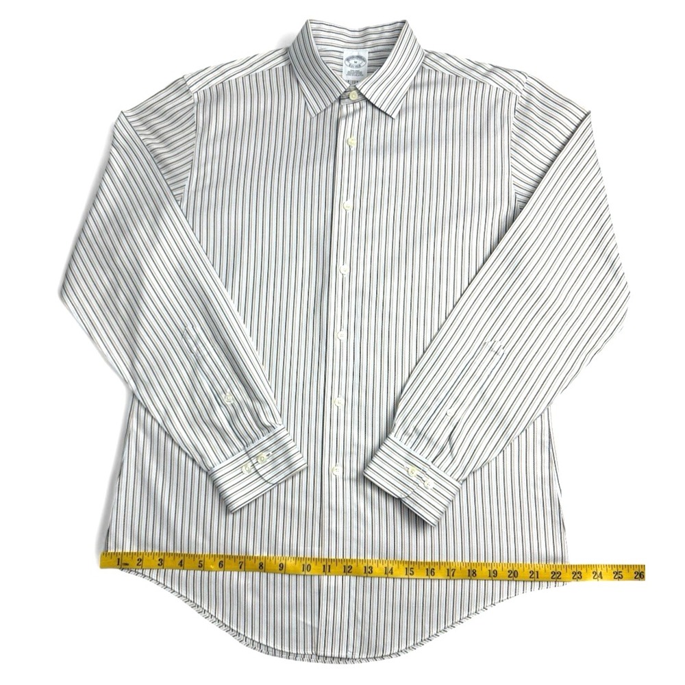 Brooks Brothers Men's Non-Iron Dress Shirt – 100% Supima Cotton, Striped, Size M - Picture 6 of 16
